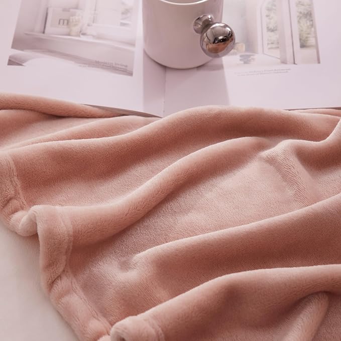 Hansleep Twin Dusty Pink Fleece Blanket, Soft Flannel Bed Blanket | Fuzzy Cozy Blanket 60x80 Inches, Multi-use for Bed, Sofa, Couch, Travel, Camping, All Season Warm Lightweight Cover