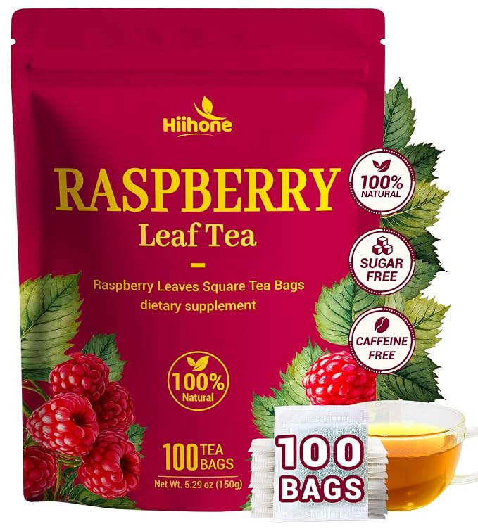 Raspberry Leaf Tea - 100 Teabags, Naturally Caffeine-Free, Mild & Herbal Taste