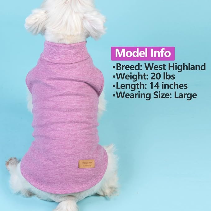 KYEESE 2Pack Dog Sweater for Small Dogs Soft Pet Coats Fleece Sweatshirt | Warm Turtleneck Dog Pullover Clothes, 4-Way Stretch & Lightweight Vest, Doggie Coat in Cold Weather, Daily Wear