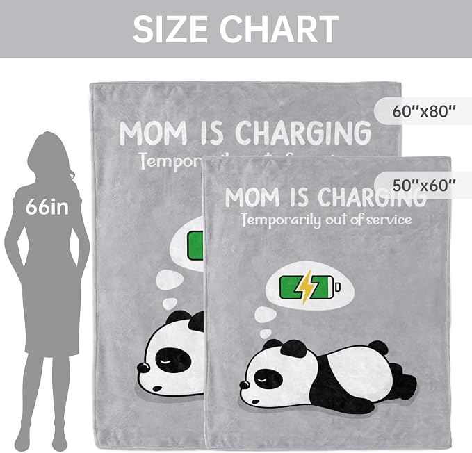 Craftique Mom Birthday Gifts, Funny Gifts for Mom- Mom's Charging Blanket | Mom Gifts for Women from Daughter Son Husband, Super Soft Blanket Throw for Napping Travel, 80”×60”