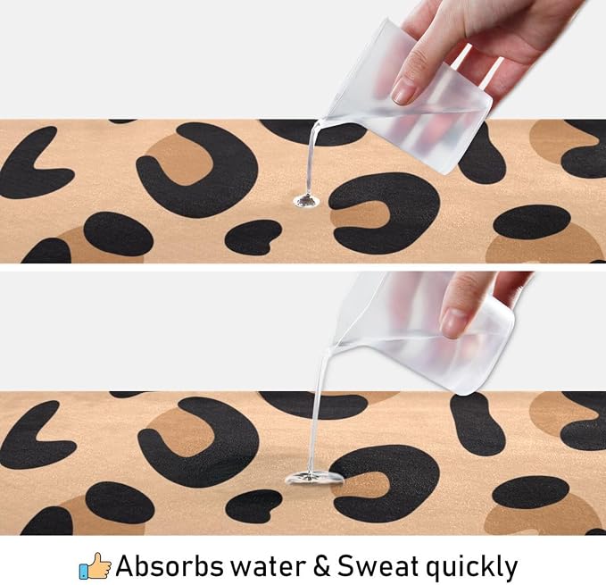 Non Slip Yoga Towel 73 x 27 in Leopard Paw Print Sweat Absorbent Yoga Mat Towel for Hot Yoga, Pilates and Workout