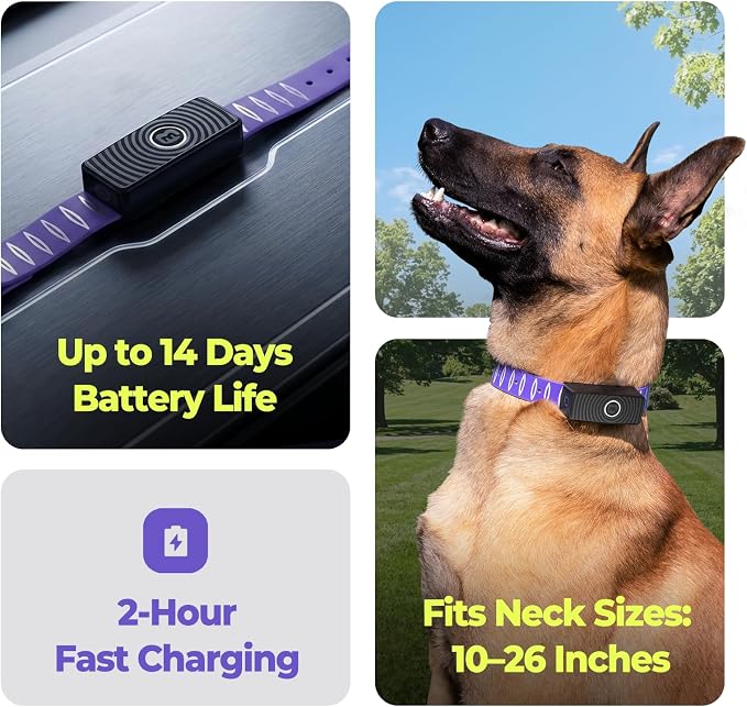MeeXH GPS Wireless Dog Fence Collar, Smart Dog Tracking Collar with App-Controlled Custom Virtual Boundaries, Real-Time GPS Tracker for Dogs, Escape Alerts with Sound & Vibration Guidance, Waterproof