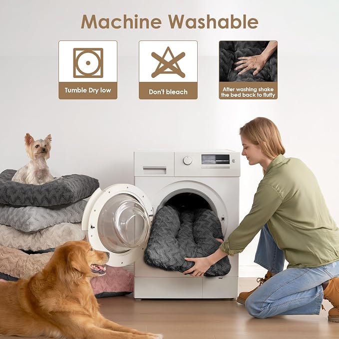 EHEYCIGA Washable Large Dog Bed for Crate, 36x27 Inch Pet Bed, Charcoal | Soft Dog Crate Bed, Plush and Comfy Kennel Pad, Deluxe Sleeping Mattress for Dogs Up to 55 lbs