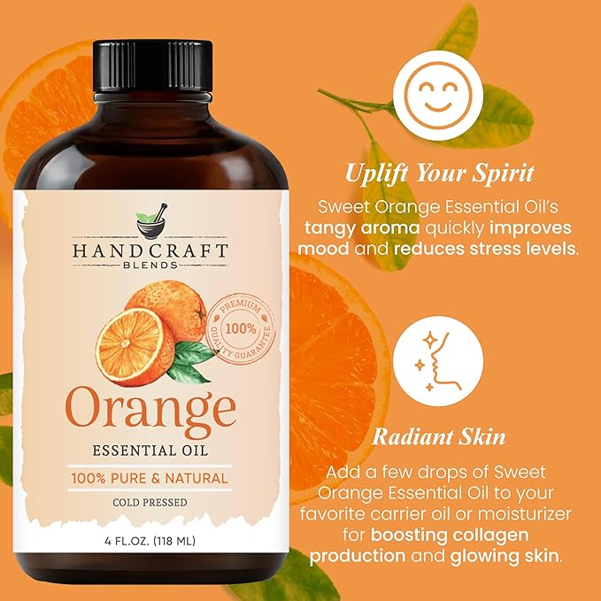 Handcraft Blends Bright & Balanced Set: Frankincense and Orange Essential Oils – (2 x 4 Fl Oz) – 100% Pure & Natural – for Diffuser, Aromatherapy, and DIY Projects