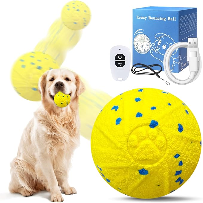 Dolita Interactive Dog Toy with Remote 3 Modes Moves Vibrating Ball, Self Bouncing Dog Ball, Smart Automatic Rolling Ball, E-TPU Material for Large/Medium Dogs