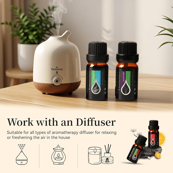 Essential Oils Set, 20 x 10ML Essential Oil Gift for Massage & Diffuser | Refreshing, Sleep, Cars & Home Products, Eucalyptus, Lavender, Peppermint, Tea Tree More Aromatherapy Oil