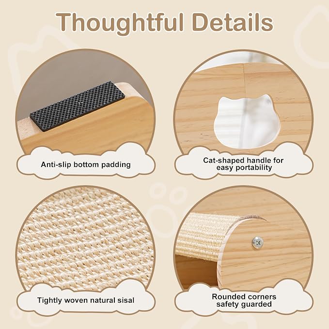 100% Sisal Large Cat Scratcher Bed, Comfy Chaise Lounge for Cats | Rest/Scratch/Play, Protects Furniture, Durable, Horizontal, No-Mess