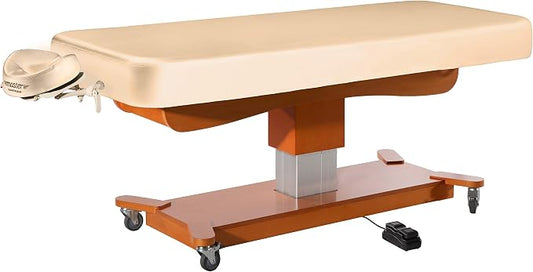Master Massage Maxking Comfort Elctric Lift Spa Salon Stationary Pedestal Flat Beauty Bed (Cream), D23123W