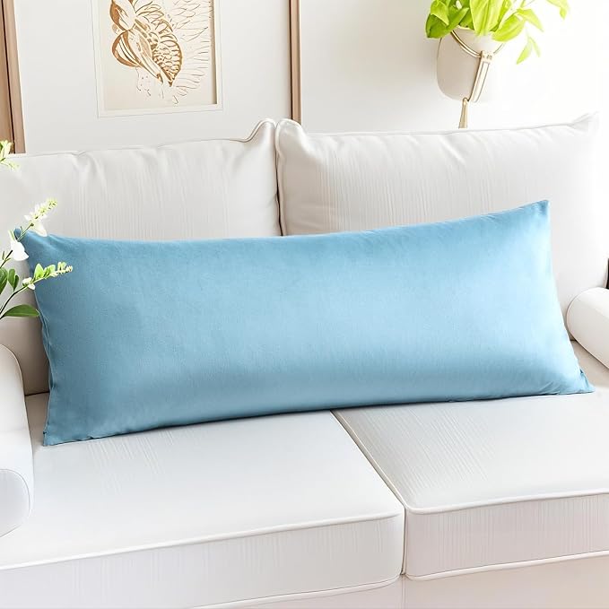 Artscope Luxury Velvet Lumbar Pillow Cover Super Soft Decorative Rectangle Throw Pillow Covers Case Cushion Covers for Sofa Couch Bedroom Car Decor 14x36 Inch Light Blue