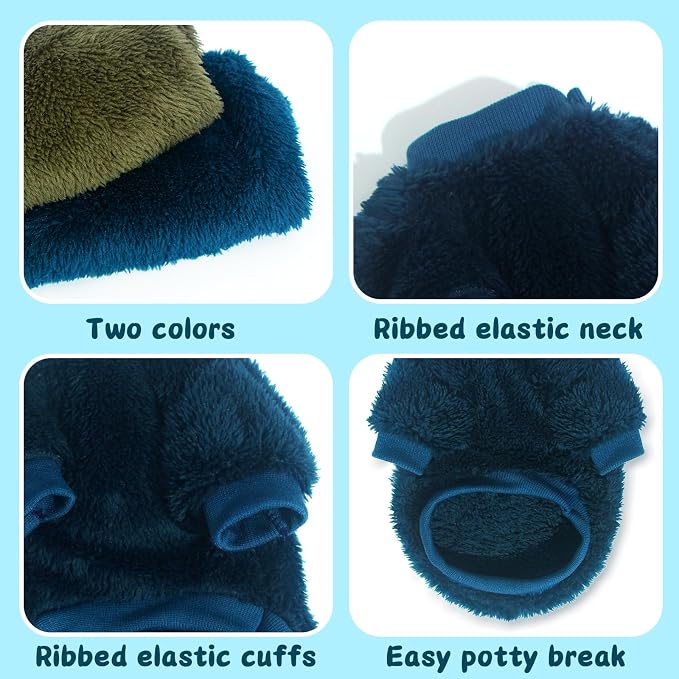 2 Pieces Dog Sweaters for Small Dogs Boy Fall Winter Warm Puppy Clothes Fleece Chihuahua Sweater Cute Small Dog Clothes for Girls Male Cat Clothing, Medium