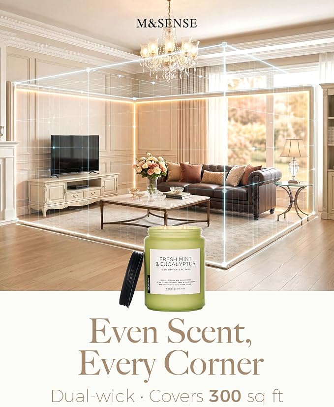 M&SENSE Juicy Watermelon Scented Candle, 19.4oz 110 Hours Clean Non Toxic Natural Soy Wax Long Lasting Candle for Women Men, 2 Wick Fruit Scent Home Fragrance Home Decor for Housewarming Gifts