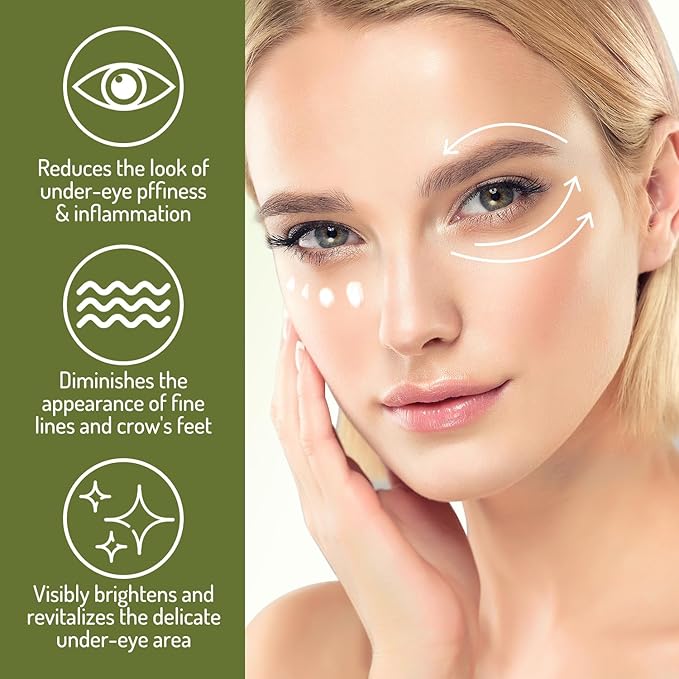 AOAO Under Eye Cream Roller with Rice Ceramide, Firming Lift Eye Cream for Fine Lines, Eye Treatment for Wrinkles, Puffiness & Dark Circles, Hydration with 360° Cooling Roller Massage Ball, 0.5oz