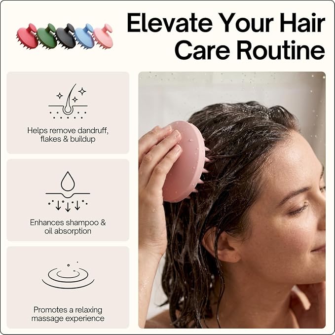 SXNSE - Revive Silicone Scalp Massager, Jet - Manual Hair & Scalp Scrubber for Dandruff, Buildup, Itch, & Hair Growth - Soft Exfoliating Silicone Bristles for Wet & Dry Hair, Flake-Free Finish