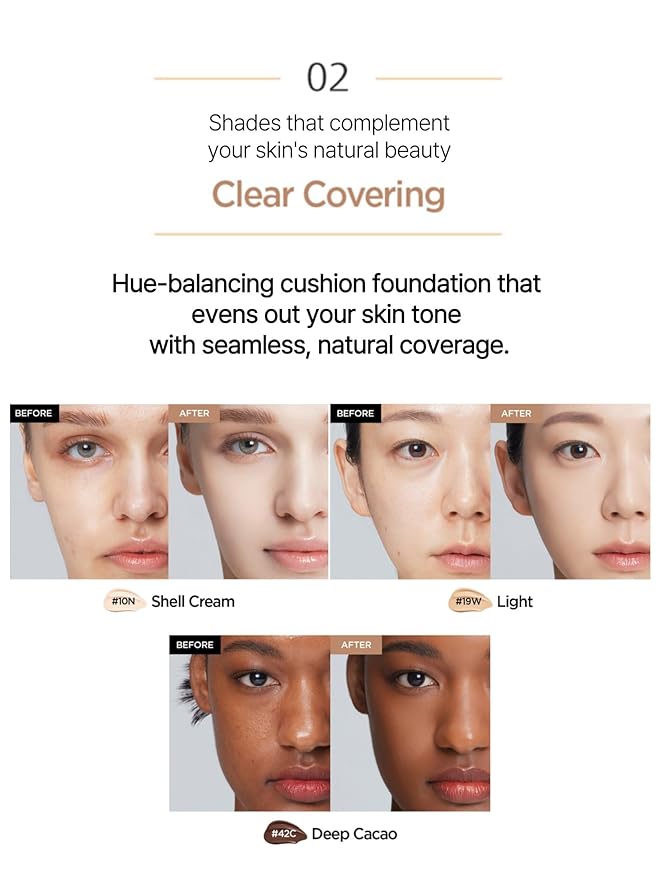 JUNG SAEM MOOL Essential Skin Nuder Cushion 42C Deep Cacao 0.49 Fl Oz, No Refill, Natural Radiant Finish Cushion Foundation with Buildable Coverage, Lightweight Texture, Korean Foundation Makeup