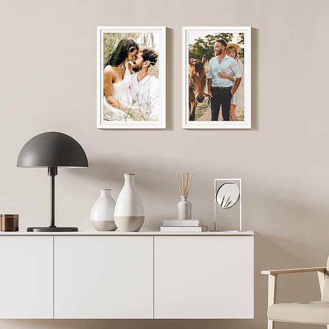 upsimples 12x18 Picture Frame, Gallery Wall Frames Set of 5, White | Poster Frame Collage Wall Decor, 11x17 Picture Frame with Mat for Family, Baby, Hallway, Christmas
