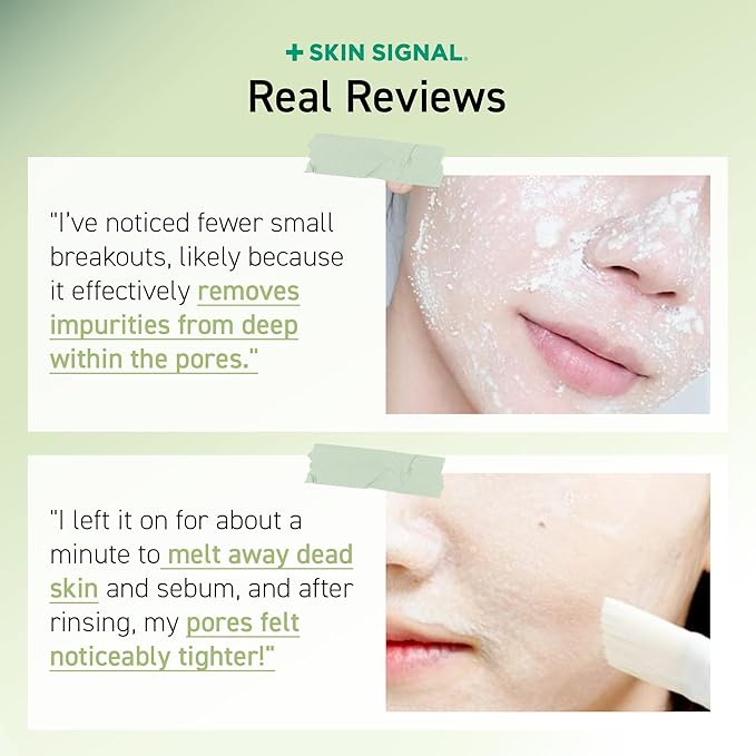 Green Clay Enzyme Cleanser, Whitehead Remover Powder Cleanser, Deep Pore Cleansing with PHA, Gentle Exfoliating Face Wash, Facial Scrub for Blemish-Prone Skin, Korean Skin Care
