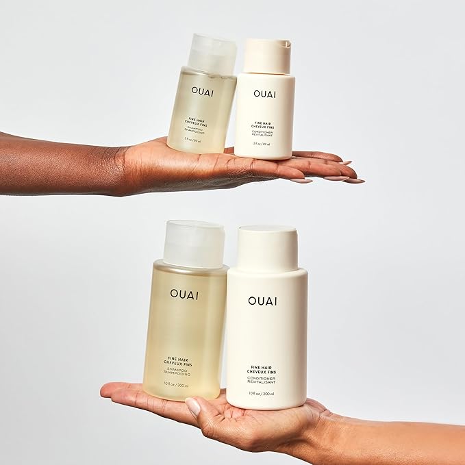 OUAI Fine Shampoo Travel Size - Volumizing Shampoo with Strengthening Keratin, Biotin & Chia Seed Oil for Fine Hair - For Clean, Weightless Body - Paraben, Phthalate & Sulfate Free Hair Care (3 Fl Oz)