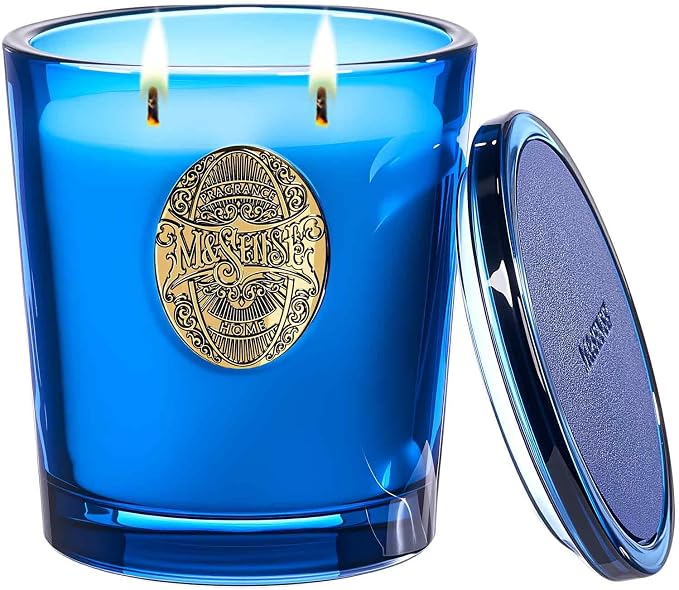 M&SENSE Large Two-Wick Summer Soy Candle | Peace & Blue | 19.8 oz, 120H Burn Time | Luxury Scented Candle for Relaxation, Gifting, Home Décor | for Bedroom, Office, Party
