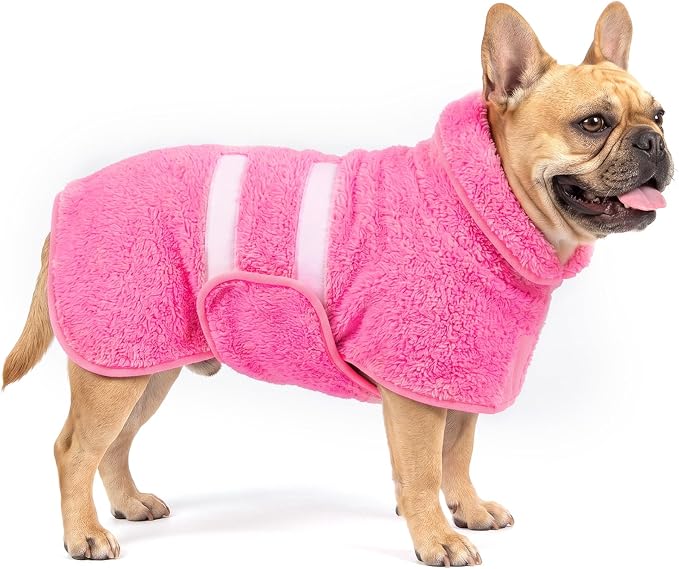 Dog Bathrobe, Super Absorbent for Small to Large Dogs, Rose Pink M | Dog Robes with Soft Fleece, Warm & Cozy, Adjustable Fit, and Quick Drying Coat for Baths Swimming and Grooming