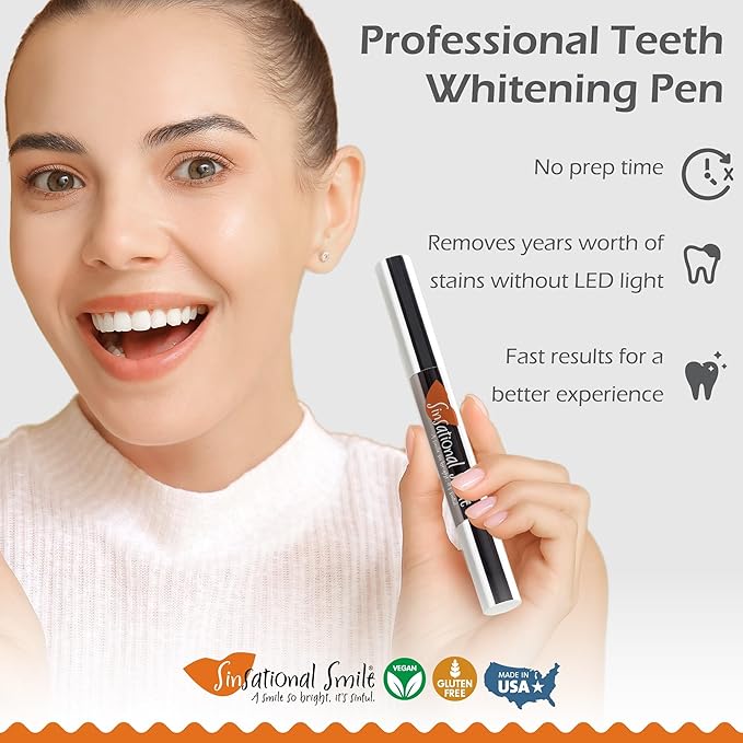 Sinsational Smile Teeth Whitening Pen, Up to 60 Treatments - Safe, Fast, Simple, Effective, Removes Stains, No Sensitivity, Enamel Safe, for Sensitive Teeth & Gums