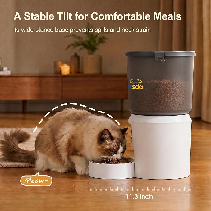 Automatic Cat Feeders, 4L Timed Cat Dry Food Dispenser Auto Pet Feeder Portion Control up to 9 Meals/Day for Cats and Small Dogs Dual Power Supply, with Stainless Bowl Fresh Food, Easy Clean