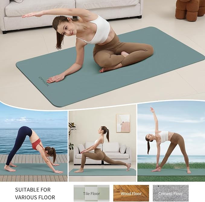 Extra Thick 8mm Yoga Mat, 72"x28" Non Slip Exercise Mat, Reversible 2-Sided Dual Color Premium POE Material, with Carrying Strap for Yoga, Pilates, Home Gym
