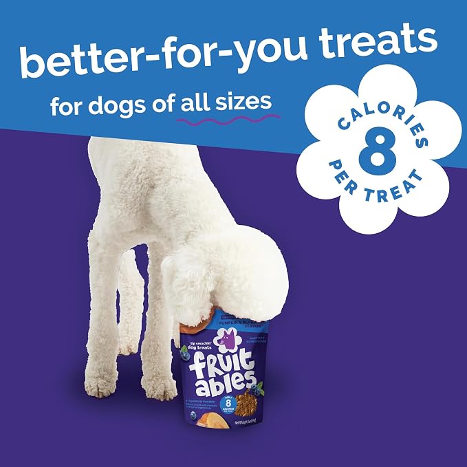 Fruitables Baked Dog Treats, Low Calorie Treats, Pumpkin & Blueberry, 7oz | Healthy Dog Treats, Training Treats, Crunchy Dog Biscuits, Limited Ingredient Recipe, Healthy Puppy Snacks, Made in USA