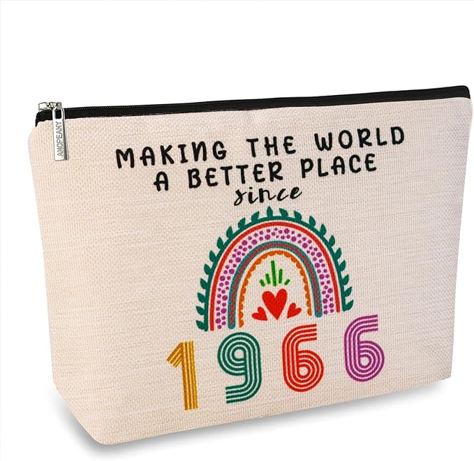 ancpeany 60th Birthday Gifts for Women Makeup Bag, Happy 60th Birthday Decorations for Woman, 1966 60 Year Old Anniversary Decorations for Grandma, Mom, Her, Wife, Aunt, Mothers Day Cosmetic Bag
