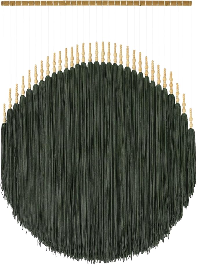 Large Macrame Wall Hanging Green Boho Decor Yarn Fiber Art 39"W*55"L | Handmade Wall Hanging, Lightweight Wall Decor, Entryway Decoration, Geometric Wall Art, Modern Home Style, Boho Accent