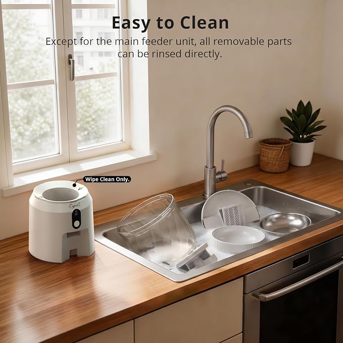 Automatic Cat Feeder with Camera, 2K WiFi Pet Feeder, 4L | Two-Way Talk, Night Vision, 5G & 2.4G Dual-Band WiFi, Custom Portion Control, Low Food Alerts, Call Pet Sound, Easy to Clean