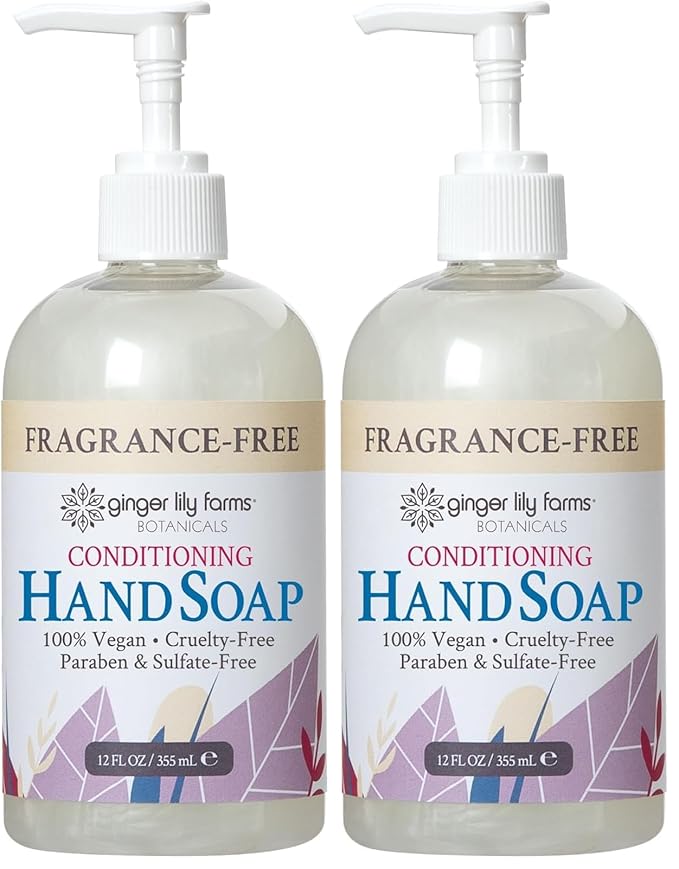 Ginger Lily Farms Botanicals All-Purpose Liquid Hand Soap, 100% Vegan & Cruelty-Free, Fragrance-Free, 12 Fl Oz (Pack of 2)