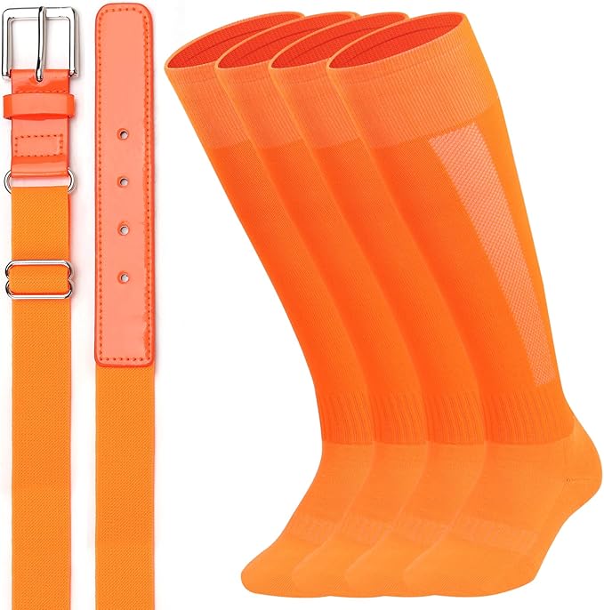 UnFader Baseball Socks and Belts Combo for Youth and Adult, Elastic Softball 2 Pair Socks and 1 Belts