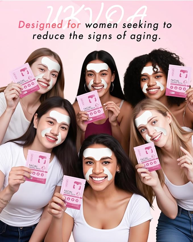 UKVOA Forehead Wrinkle Patches & Smile Line Patches, Overnight Facial Wrinkle Treatment with Hyaluronic Acid, Aloe, Collagen & Vitamin E to Lift Smile Lines for Women 36pcs