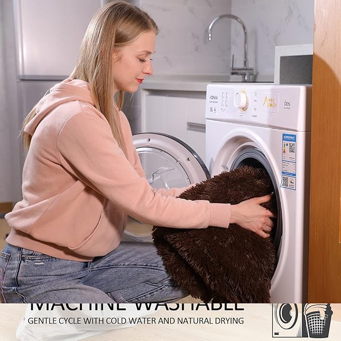 YUSOKI Long Faux Fur Throw Blanket, Brown,50" x 60" | Ultra Soft, Lightweight for All Season Use, stays fluffy after repeated washes, Perfect Gifts, Machine Washable