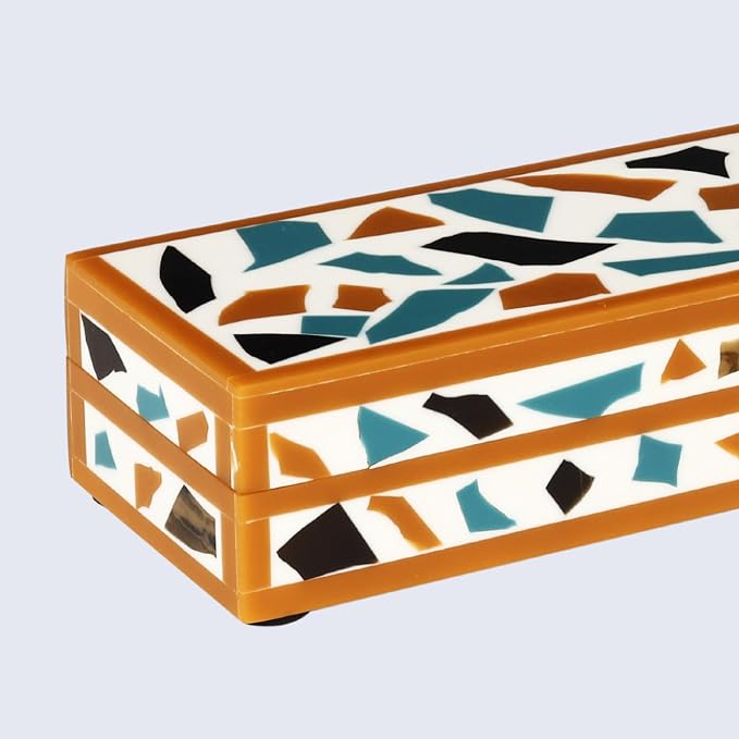 Handicrafts Home Decorative Remote Holder Box 10x2.5 – Slim Organizer Box with Lid for TV Remotes, Coffee Table Décor, Modern Shelf Box, Boho Home Décor Accent, Black and White Decorative Storage Box
