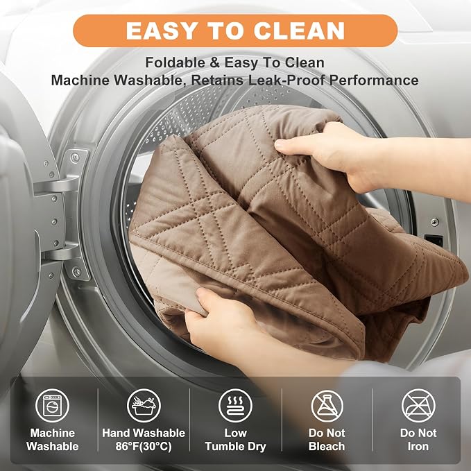 100% Waterproof Washable Dog Blanket，Taupe+Apricot， 52"x82" | 7-Layer Reversible Couch Covers for Dogs Met for Sofa Furniture Car Camping