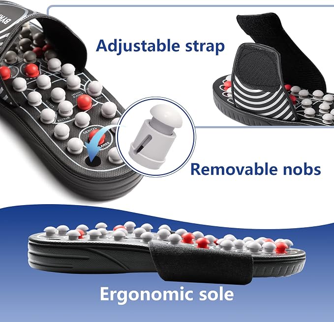 BYRIVER Tension Fatigue Relief Massager, Circulation Slippers Sandals, Foot Health Care Products Holistic Gift for Men Women Mom Dad, Muscle Relaxer Trigger Point Massage Tool (XL)