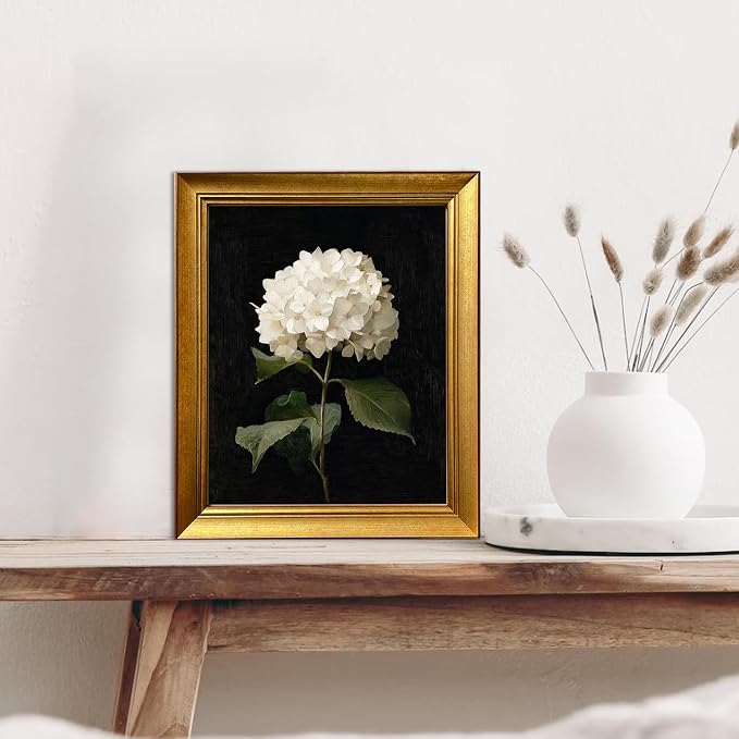 Hydrangea Wall Art Gold Framed Vintage Flower Oil Painting Floral Picture Wall Decor for Home