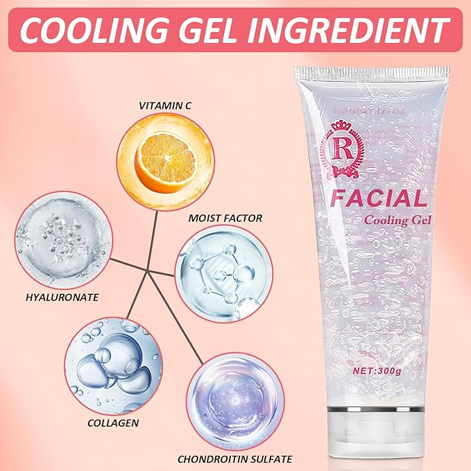 YMEYFAN 3PCS Conductive Gel, Cooling Gel for Salon Hair Removal Machine Skin Care, Moisturizing Hydrating Suitable for Facial Device for Women and Men in Body or Face Cools (900ML)