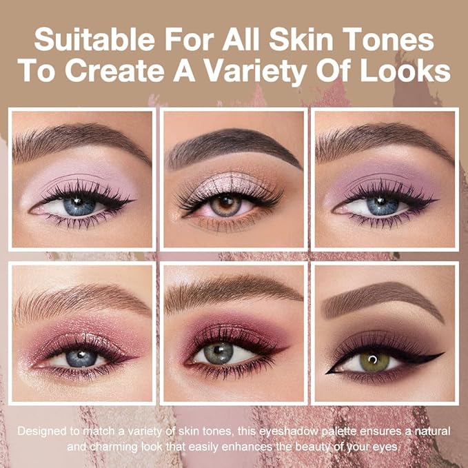 6 Colors Mini Rose Gold Pink Eye Shadow Palette Makeup for Older Women, Neutral Matte Shimmer Eyeshadow Palette Highly Pigmented Waterproof, paleta de sombras de ojos, Vegan & Cruelty-free, 04