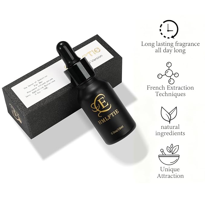 Women's Natural Pheromone Perfume Oil, Sweet Rose & Jasmine Fragrance, Long-Lasting Alcohol-Free, 0.5 fl oz Travel Size, Vegan & Cruelty-Free