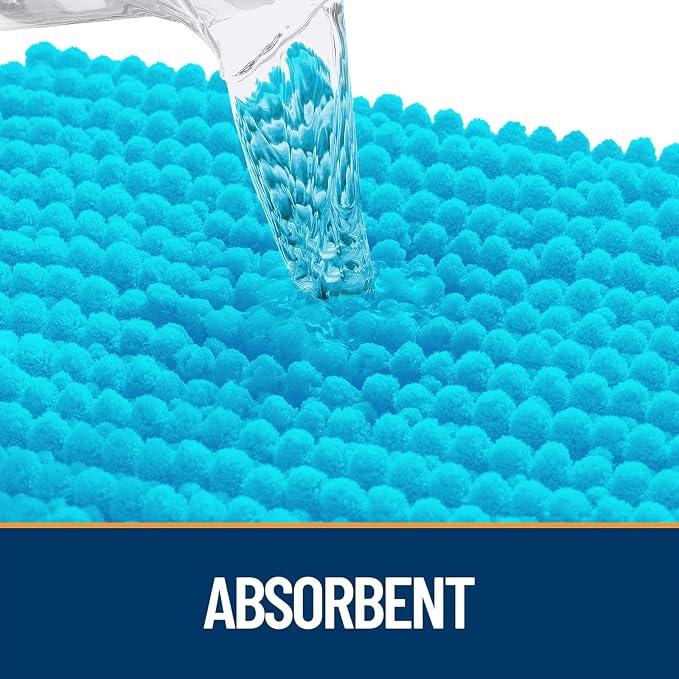 OLANLY Dog Door Mat for Muddy Paws 36x24, Extra Absorbent Chenille Mud Mat | Aqua Blue, Absorbs Moisture and Dirt, Non-Slip Machine Washable Doormat, Quick-Drying Indoor Entryway Floor Mat for Dogs