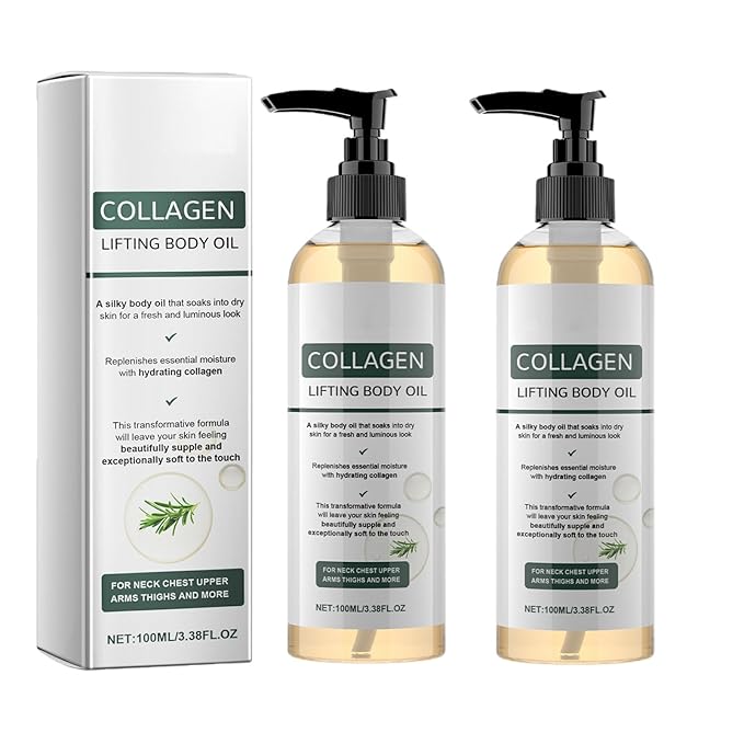 2 Pcs Collagen Lifting Body Oil, Hydrating Collagen Oil For Body, Moisturizing Anti Aging for Women & Men for A Fresh And Luminous Look.