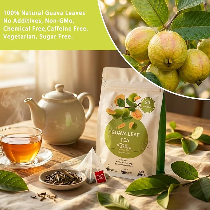 Samcci - Guava Leaves Tea Bags, 50 Teabags - Hojas De Guayaba, Premium Guava Leaf Tea - Immune Support - Digestion & Relaxation - Non-GMO - Caffeine-free