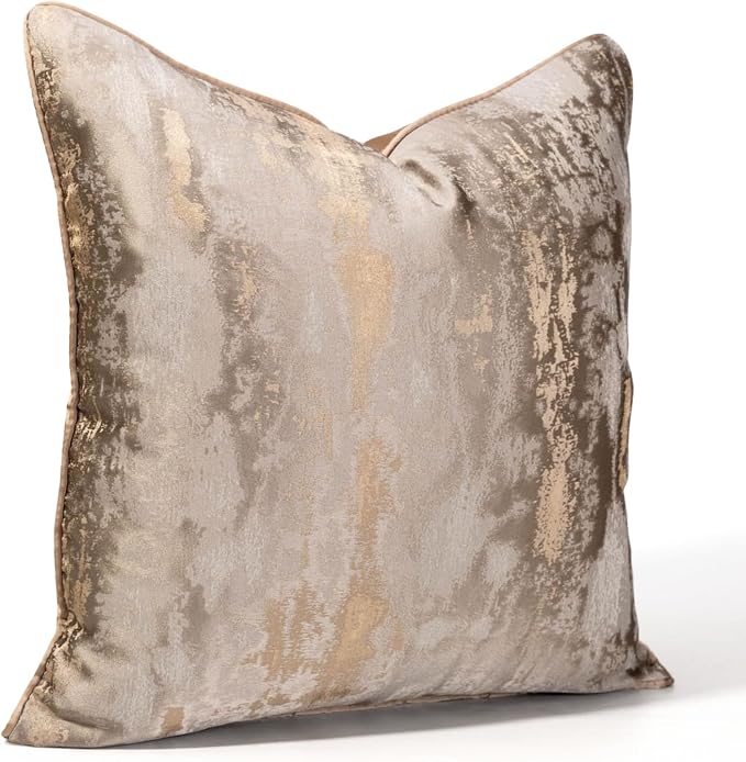 vctops Gold Decorative Luxurious Throw Pillow Covers Jacquard Square Cushion Cases Pillowcase for Bed Sofa Couch Chair Car Home Decor (Gold E,20"x20")