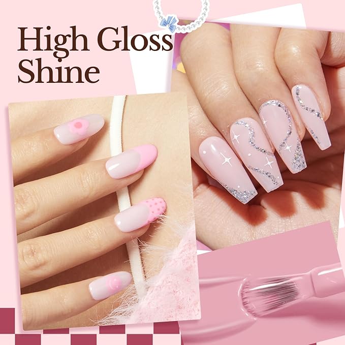 AZUREBEAUTY Pink Nail Polish Set, 4 Pink Shades Nail Color Kit Glossy Nail Polish for Natural Nails, DIY Manicure Salon Home Gift for Women