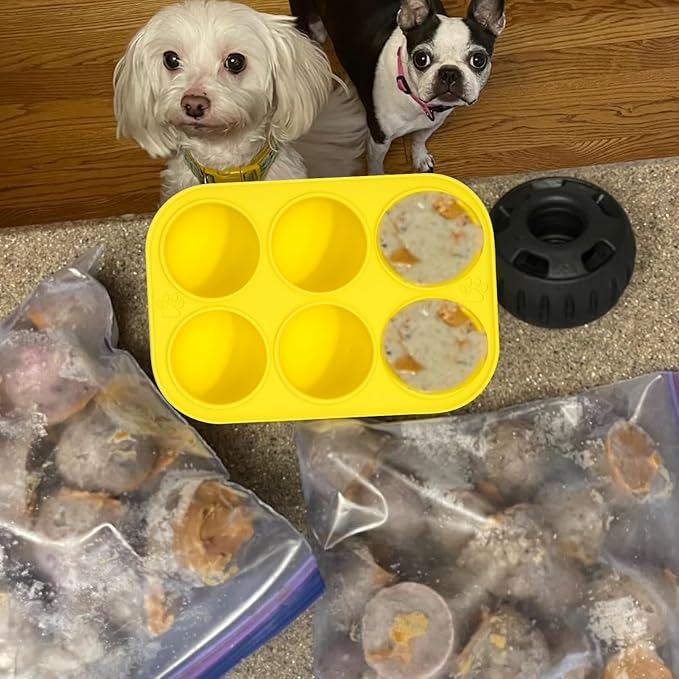 BABORUI 6 Cavities Silicone Dog Treat Molds for Woof Pupsicle & Power Chewer Pupsicle Large 25-75lbs, Reusable Frozen Dog Treat Molds for Making Puppy Favorite Freeze Refill Ice Popsicle Treats (L)
