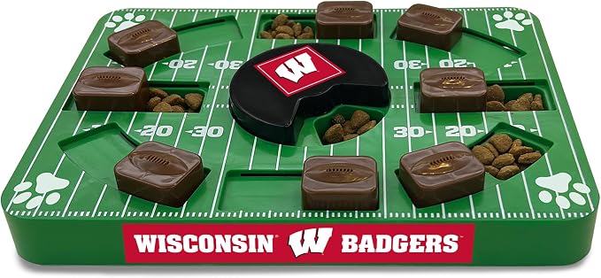 Pets First NCAA Wisconsin Badgers Puzzle Toy, Puzzle Treat Dog Toy, Interactive Dog Treat Toy, Dog Puzzle Feeding Slow Toy
