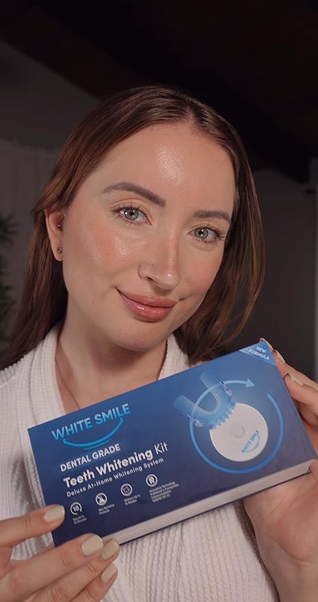 WHITE SMILE Teeth Whitening Kit with LED Light, 35% Carbamide Peroxide 3 Gel Syringes, 10-Minute Treatment, Non-Sensitive Formula, Helps to Remove Stains from Coffee, Smoking, Wines, Soda, Food