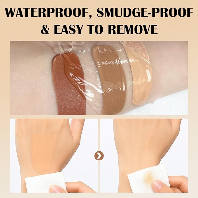 Waterproof Leg & Body Makeup Cream with Puff, Transfer-Resistant Full Coverage Concealer for Tattoos, Scars & Varicose Veins, Long-Lasting Natural Finish Foundation for All Skin Tones, 02